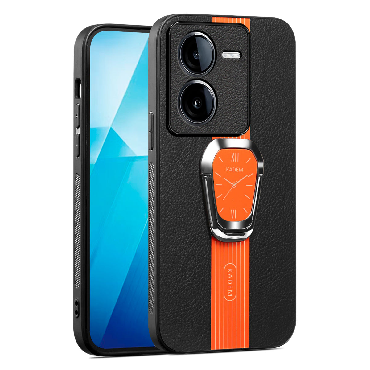KADEM For vivo iQOO Z9 5G Kickstand Case Leather Coated TPU+Acrylic Hybrid Phone Cover KADEM For vivo iQOO Z9 5G Kickstand Case Leather Coated TPU+Acrylic Hybrid Phone Cover